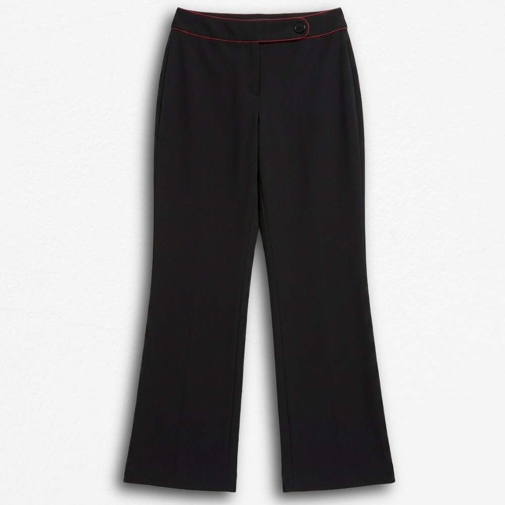 My Michelle Y2K Black Red Contrast Piping Flare Dress Pants Trousers Size 5/6